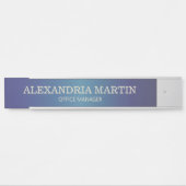 Moderne Metallic Navy Blauwe Naambordje met Functi (Voorkant)