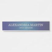 Moderne Metallic Navy Blauwe Naambordje met Functi (Voorkant)