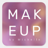 Moderne Metallic Ombre Make-up Artist Monogram Vierkante Sticker (Voorkant)