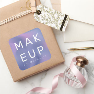 Moderne Metallic Ombre Make-up Artist Monogram Vierkante Sticker
