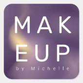 Moderne Metallic Ombre Make-up Artist Monogram Vierkante Sticker (Voorkant)
