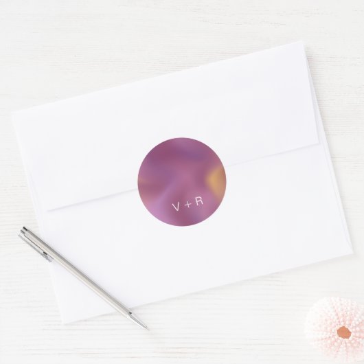 Moderne Metallic Ombre Monogram bruiloft Sticker (Envelop)
