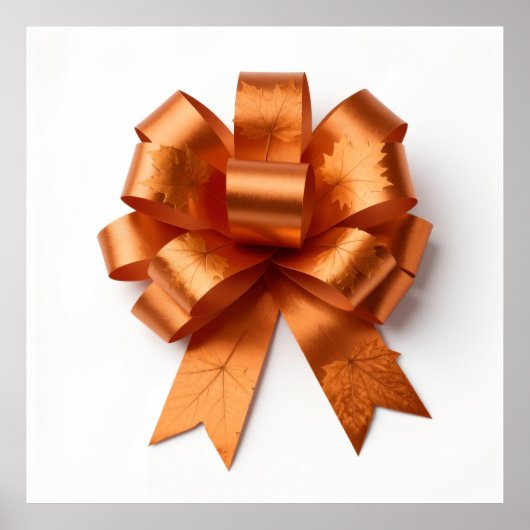 Moderne Metallic Oranje Lint met Elegant Herfstloo Poster (Voorkant)