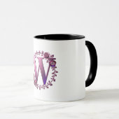 Moderne Metallic Rosemaling Letter W, Roze/Paars Mok (Voorkant rechts)