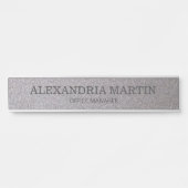 Moderne metallic Silver Name Job Title Deuren Sign Deurbordje (Voorkant)