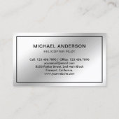 Moderne Metallic Steel Zilveren Helikopterpiloot Visitekaartje (Achterkant)