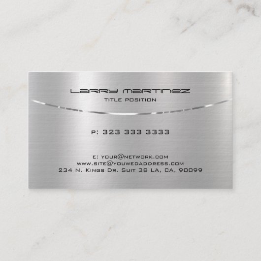Moderne Metallic Zilver Geborsteld Aluminium Look Visitekaartje (Achterkant)