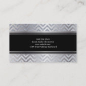 Moderne Metallic Zilveren Chevron en Glitter Visitekaartje (Achterkant)