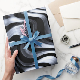 Moderne Metallic Zilveren Golf Abstract Patroon Cadeaupapier