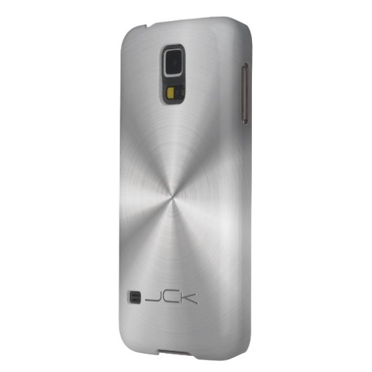 Moderne Metallic zilvergrijs roestvrij staal look Case-Mate Samsung Galaxy Hoesje (Achterkant Links)