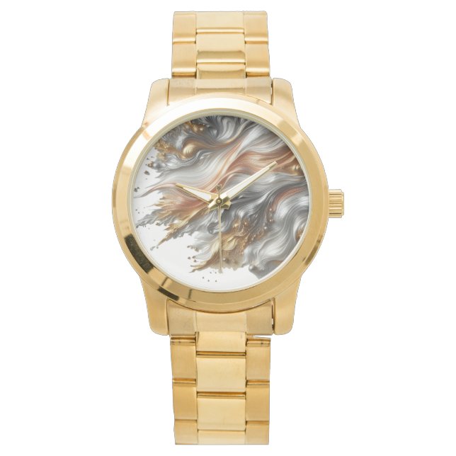 Moderne Metallics Koper, Goud, Zilver  Horloge (Voorkant)