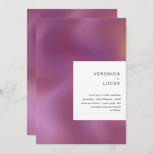 Moderne metallische bruiloft kaart (Voorkant / Achterkant)