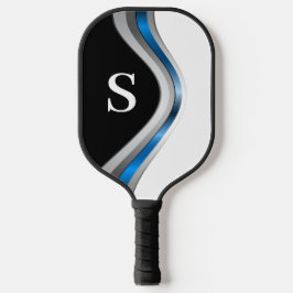 Moderne metallische curven met monogram Initiaal Pickleball Paddle