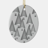 Moderne metallische kerstbomen - zilvergrijs keramisch ornament (Rechts)