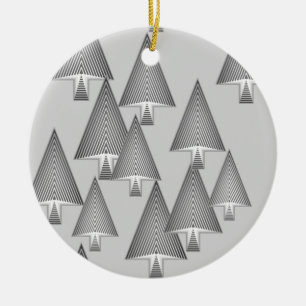 Moderne metallische kerstbomen - zilvergrijs keramisch ornament
