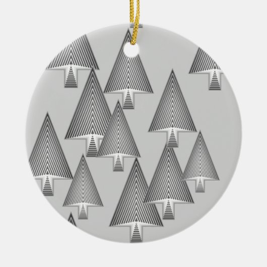 Moderne metallische kerstbomen - zilvergrijs keramisch ornament (Voorkant)