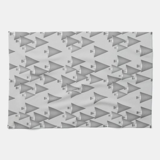 Moderne metallische kerstbomen - zilvergrijs theedoek (Horizontaal)