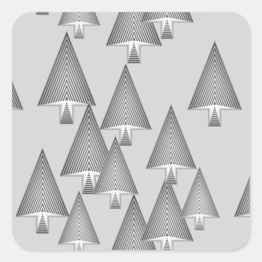 Moderne metallische kerstbomen - zilvergrijs vierkante sticker (Voorkant)