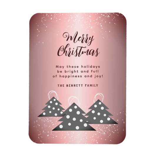 Moderne metallische roze kerstboom magneet (Verticaal)