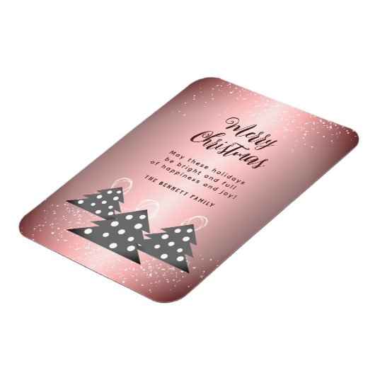 Moderne metallische roze kerstboom magneet (Linkerzijde)