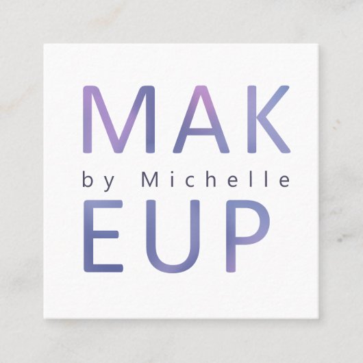 Moderne metallische typografie Makeup Artist Vierkante Visitekaartje (Voorkant)