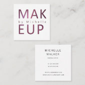 Moderne metallische typografie Makeup Artist Vierkante Visitekaartje (Voorkant / Achterkant)