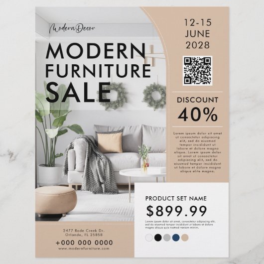 Moderne Meubels Home Decor Sale Marketing Ad Flyer (Voorkant)