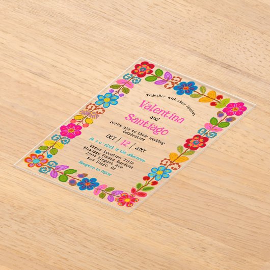 Moderne Mexicaanse acryl bruiloft uitnodiging (Laagn)