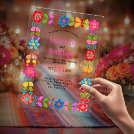 Moderne Mexicaanse acryl bruiloft uitnodiging