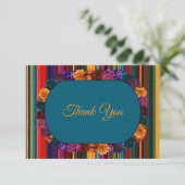 Moderne Mexicaanse bloemen bruiloft Bedankkaart (Staand voorkant)