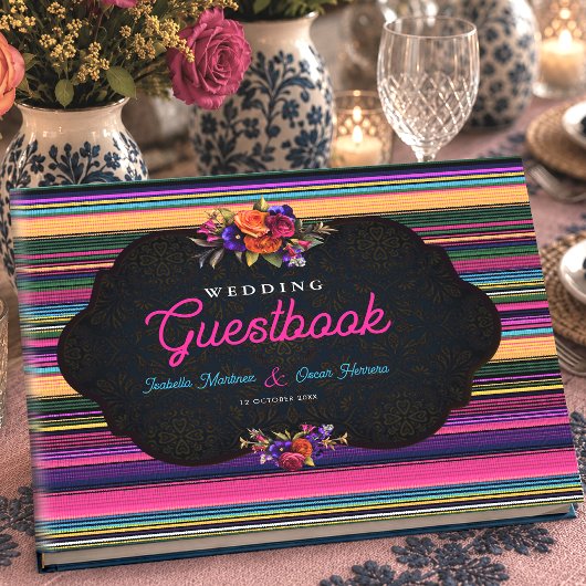 Moderne Mexicaanse bloemen bruiloft Gastenboek