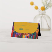 Moderne Mexicaanse bloemen bruiloft geel Plaatskaartje (Voorkant)