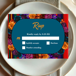 Moderne Mexicaanse bloemen bruiloft RSVP Kaartje