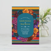 Moderne Mexicaanse bloemen bruiloft uitnodiging (Staand voorkant)