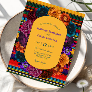 Moderne Mexicaanse bloemen gele trouwkaart Kaart