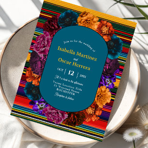Moderne Mexicaanse bloemen trouwkaart Kaart