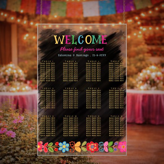 Moderne Mexicaanse bloemrijke bruiloft Acryl Bord