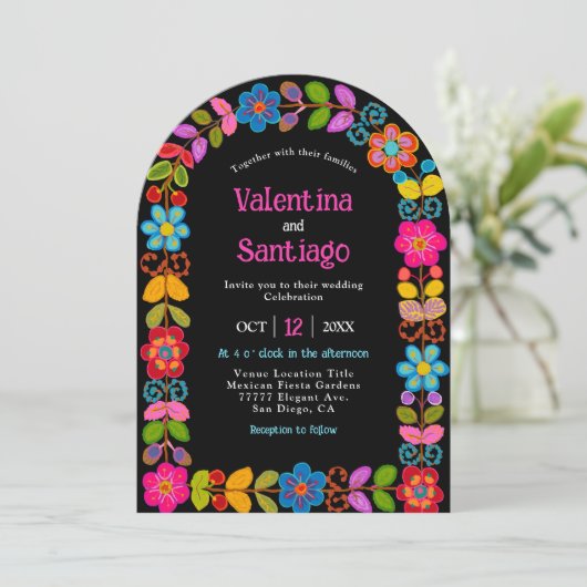 Moderne Mexicaanse boog bruiloft uitnodiging (Staand voorkant)