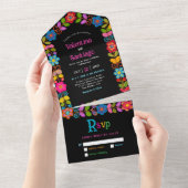 Moderne Mexicaanse bruiloft All In One Uitnodiging (Afscheurbaar)