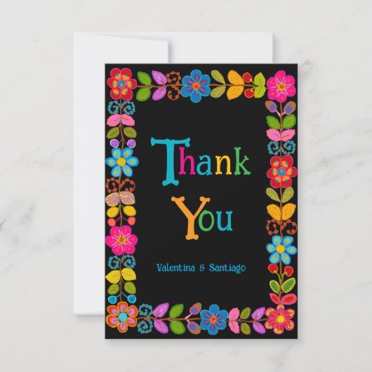 Moderne Mexicaanse bruiloft Bedankkaart (Voorkant)