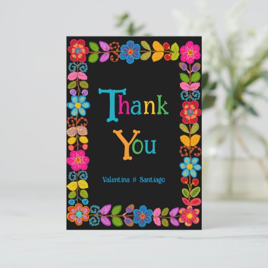 Moderne Mexicaanse bruiloft Bedankkaart (Staand voorkant)