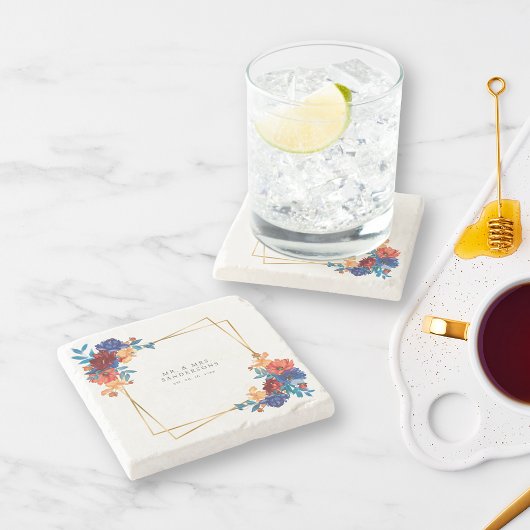 Moderne Mexicaanse Fiesta Bloem Bruiloft Stenen Onderzetter