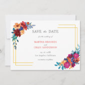 Moderne Mexicaanse Fiesta Floral Wedding Save the  Kaart (Voorkant)