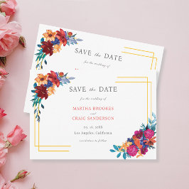 Moderne Mexicaanse Fiesta Floral Wedding Save the  Kaart