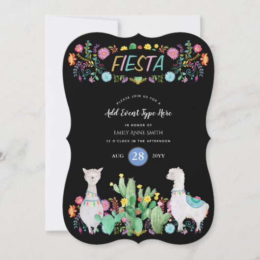 Moderne Mexicaanse Fiesta Lama Folk Bloemen ELKE G Kaart (Voorkant)