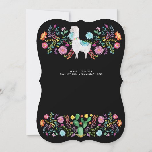 Moderne Mexicaanse Fiesta Lama Folk Bloemen ELKE G Kaart (Achterkant)