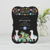 Moderne Mexicaanse Fiesta Lama Folk Bloemen ELKE G Kaart (Staand voorkant)