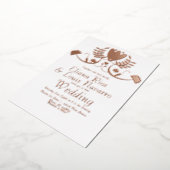 Moderne Mexicaanse Folk Floral Heart Wedding geper Folie Uitnodiging (Gedraaid)