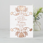 Moderne Mexicaanse Folk Floral Wedding geperst Folie Uitnodiging (Staand Voorkant)