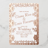 Moderne Mexicaanse papel Picado Gold Weddenschap g Folie Uitnodiging (Voorkant)